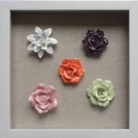 Wholesale Modern 3D Shadow Box UASB1330B Ceramic Flower Wall Art Decoration