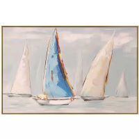 Wholesale CAFA5360 Modern Gold Foil Sailboat Oil Paintings