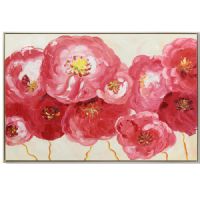 Modern 100% Handmade Red Floral Texture Oil Paintings With Silve Frame