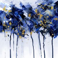 Wholesale modern gold foil oil paintings abstract blue wall art paintings