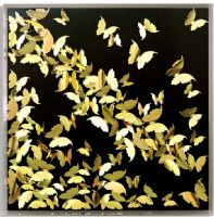 Wholesale UASB1501 modern acrylic 3d shadow box gold metal butterfly wall art decoration