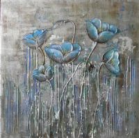 handpainted UACA6258 modern blue flowe canvas wall art paintings