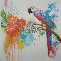 Wholesale UACA6276 modern animal parrot oil paintings