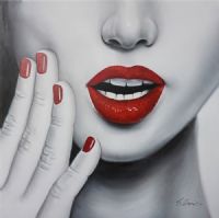 Wholesale UACA6311 modern red lips oil paintings abstract canvas wall art