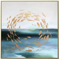 Wholesale CAFA5347 modern gold foil fish oil paintings