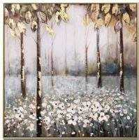 Wholesale modern gold foil oil paintings CAFA5351 forest wall art paintings