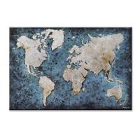 handpainted UACA6027 modern world map oil paintings canvas wall art paintings