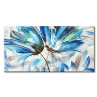 Modern handpainted UACA6058 Abstract Blue Flower Canvas Wall Art Paintings