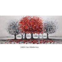Wholesale modern red forest oil paintings UACA6062 abstract landscape wall art paintings