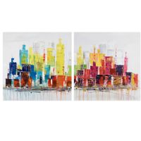 Wholesale coloful cityscape oil paintings UACA6083 modern canvas wall art paintings