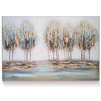 Handpainted UACA6103 modern gold foil forest oil paintings