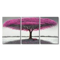 handpainted UACA6125B Landscape Pink Tree Oil Paintings