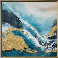 Wholesale CAFA5383 modern 3d gold foil oil paintings with gold frame decoration