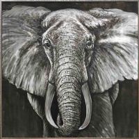 Metal Black Elephant Handpainted Framed Art Paintings CAFA5298