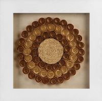 Wholesale 3D Wall Art Distressed White Frame UASB1175 Natural Dark Circle