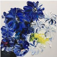 Wholesale UACA6363 modern 2020 new trend classic blue flower wall art paintings