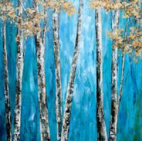 Wholesale UACA6364 abstract blue tree wall art paintings